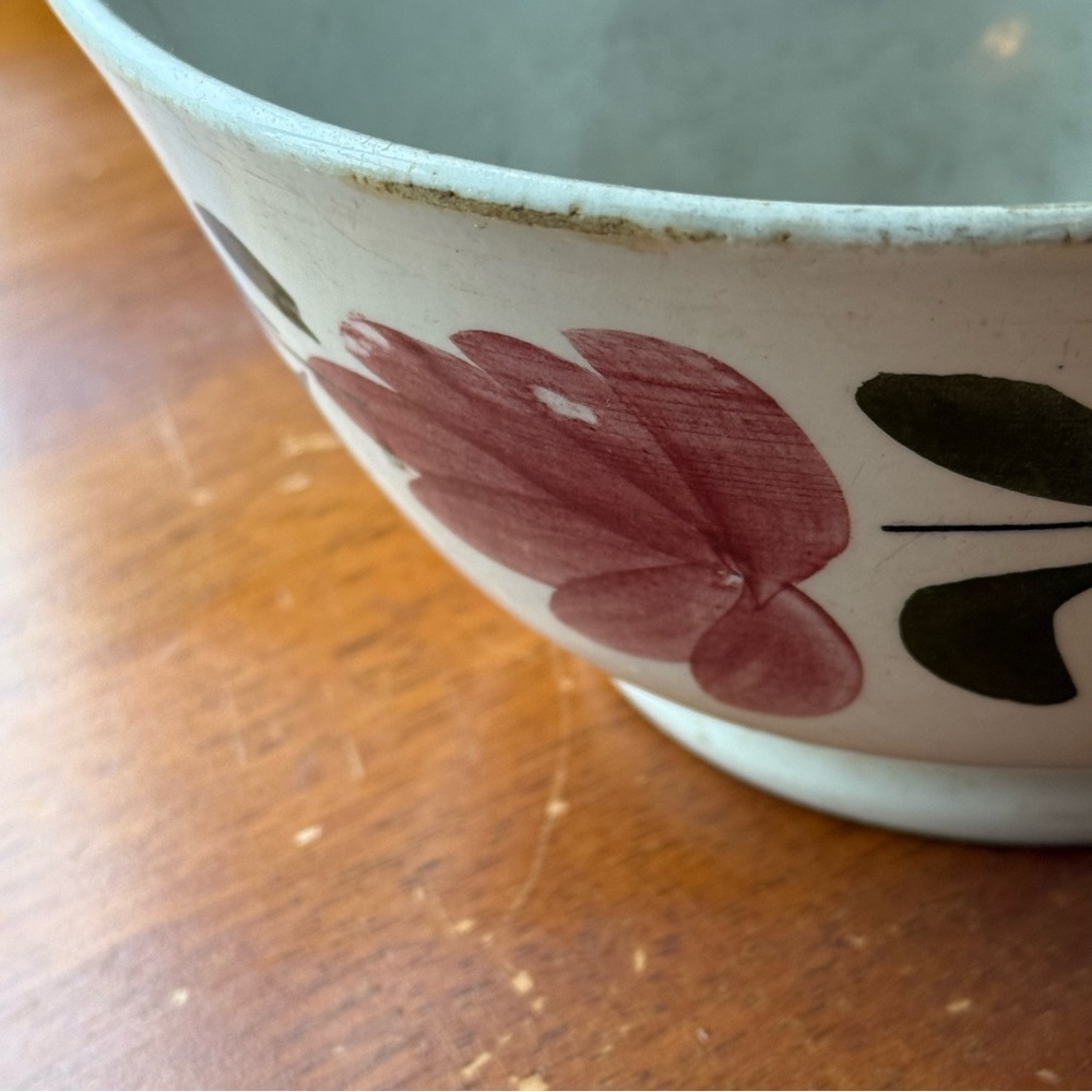 Beautiful Antique Hand Painted Floral Spongeware Bowl Made In England Late 1800s - Picture 3 of 14